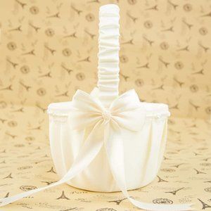Flower Girl Basket,Wedding Flower Basket Off White